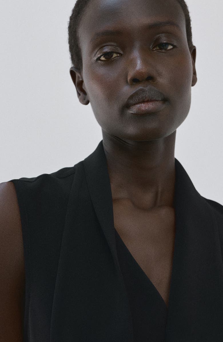 MANGO Scarf Neck Belted Minidress, Alternate, color, Black