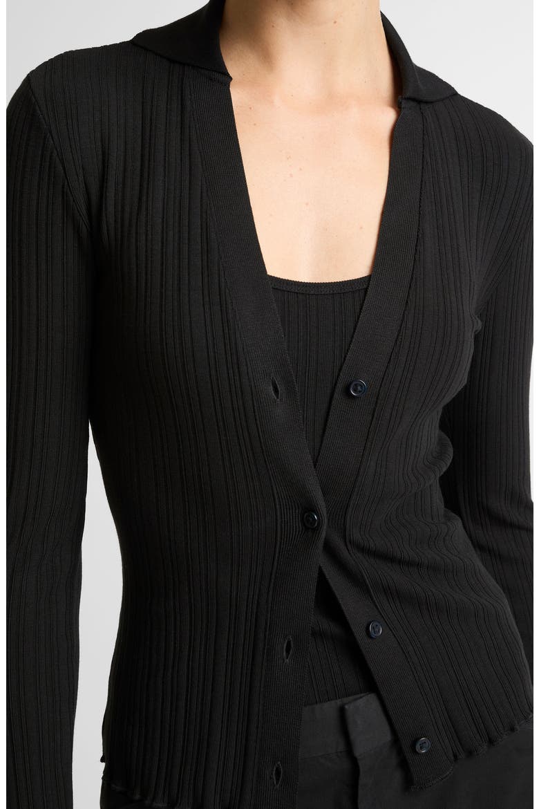 Johnny Collar Rib Cardigan, Alternate, color, BLACK