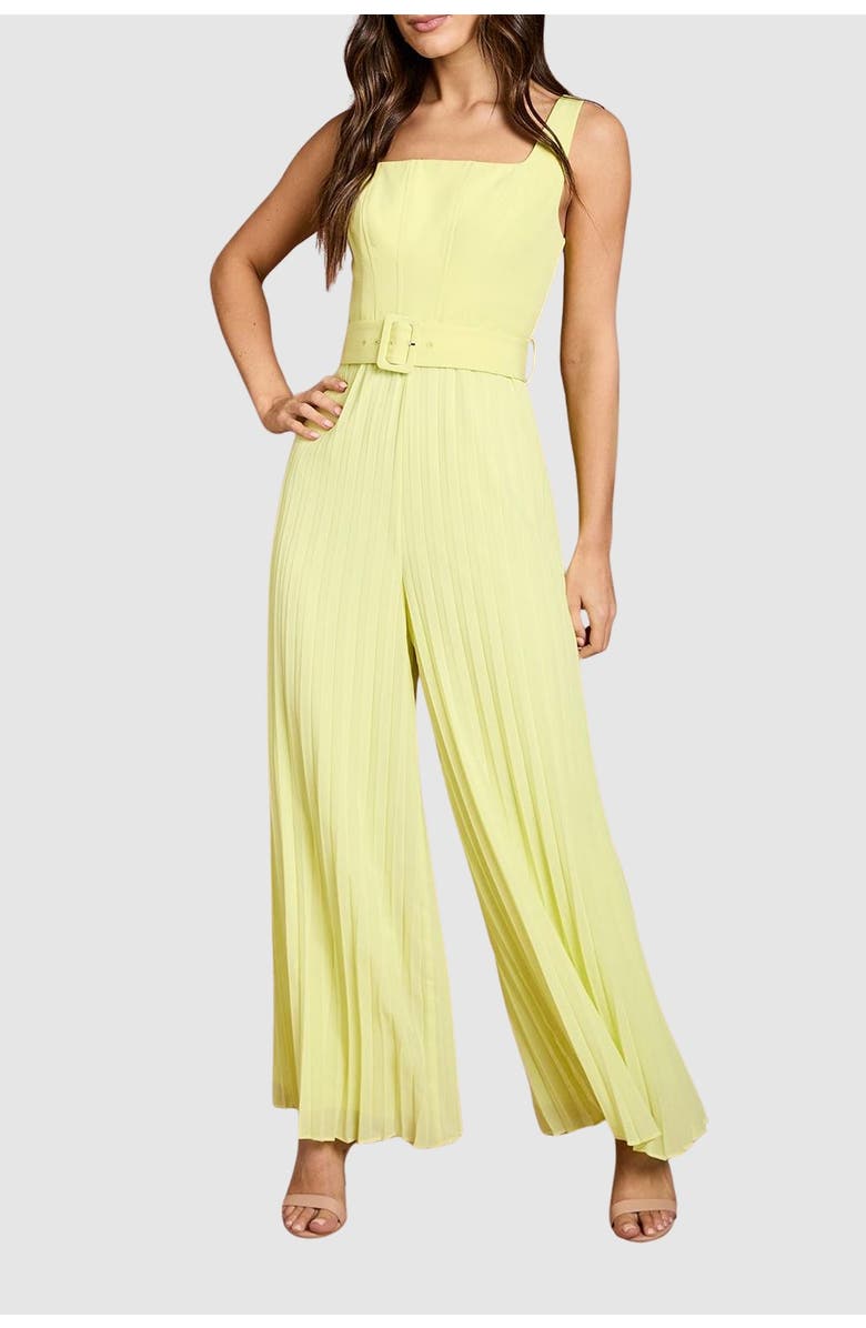 Coast Seam Detail Pleated Wide Leg Jumpsuit, Alternate, color, Lemon
