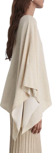 MANGO Metallic Asymmetric Knit Cape | Nordstrom