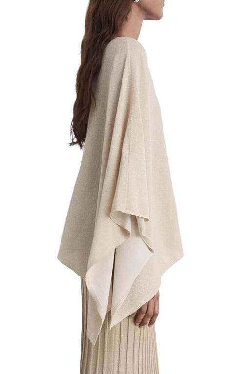 Mango Metallic Asymmetric Knit Cape In Gold