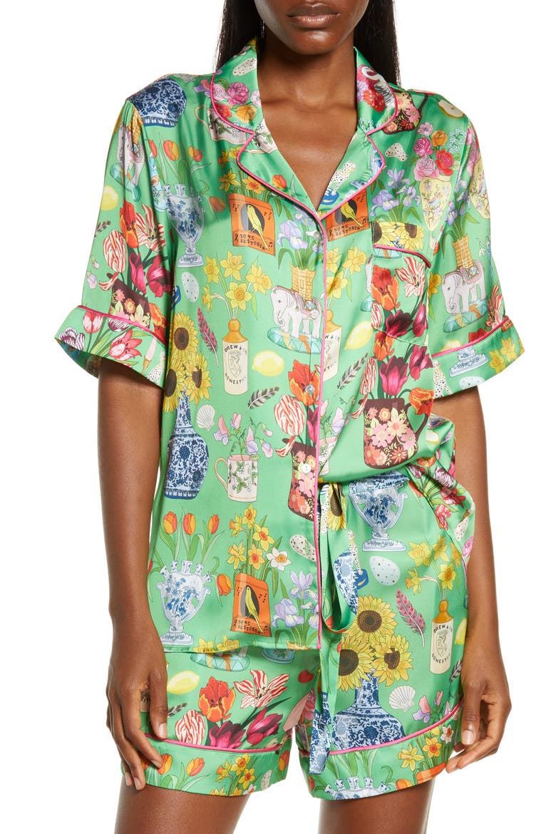 Still Life Short Pajamas, Main, color, GREEN