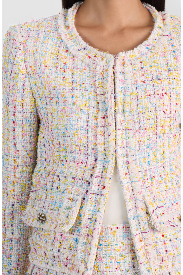 Landon Boxy Crop Tweed Jacket, Alternate, color, OFF WHITE/ MULTI