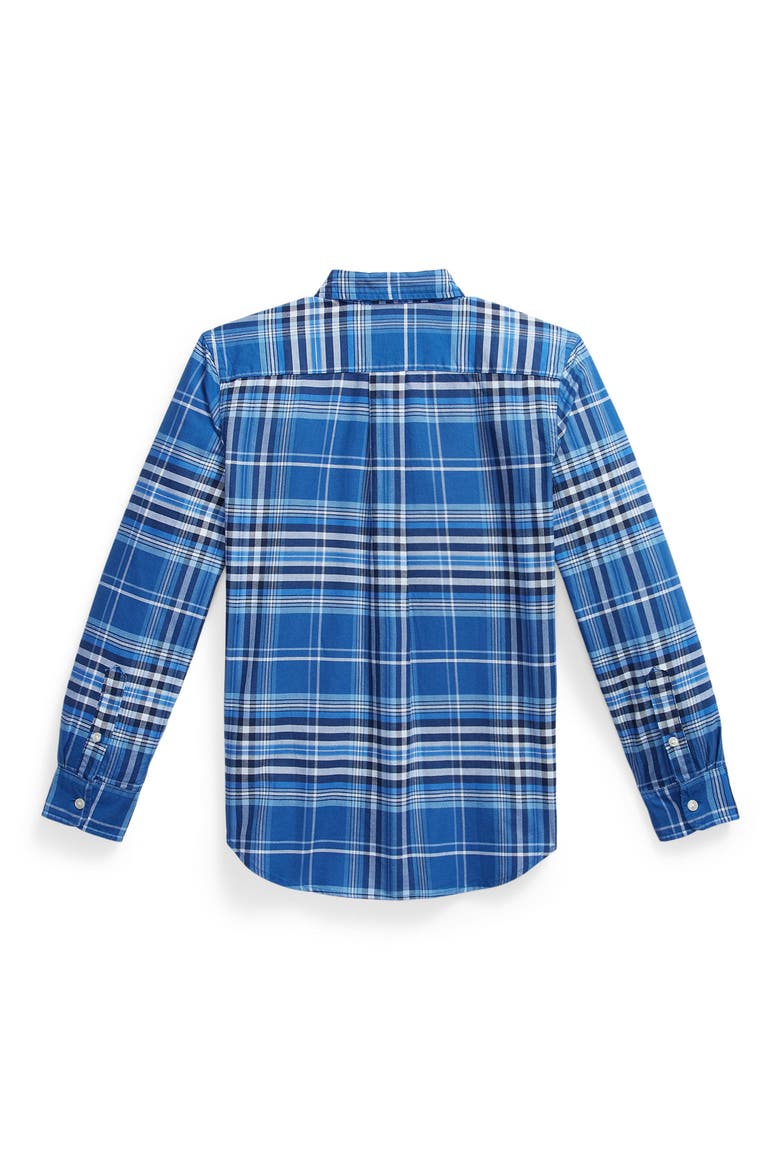 Kids' Cotton Button-Down Shirt, Alternate, color, BLUE MULTI