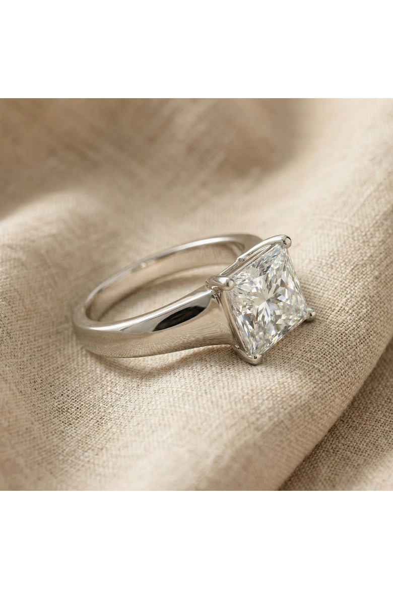Certified 3Ct Celestia Princess Cut Diamond Engagement Ring 14k Gold Lab Grown, Alternate, color, 14k White Gold