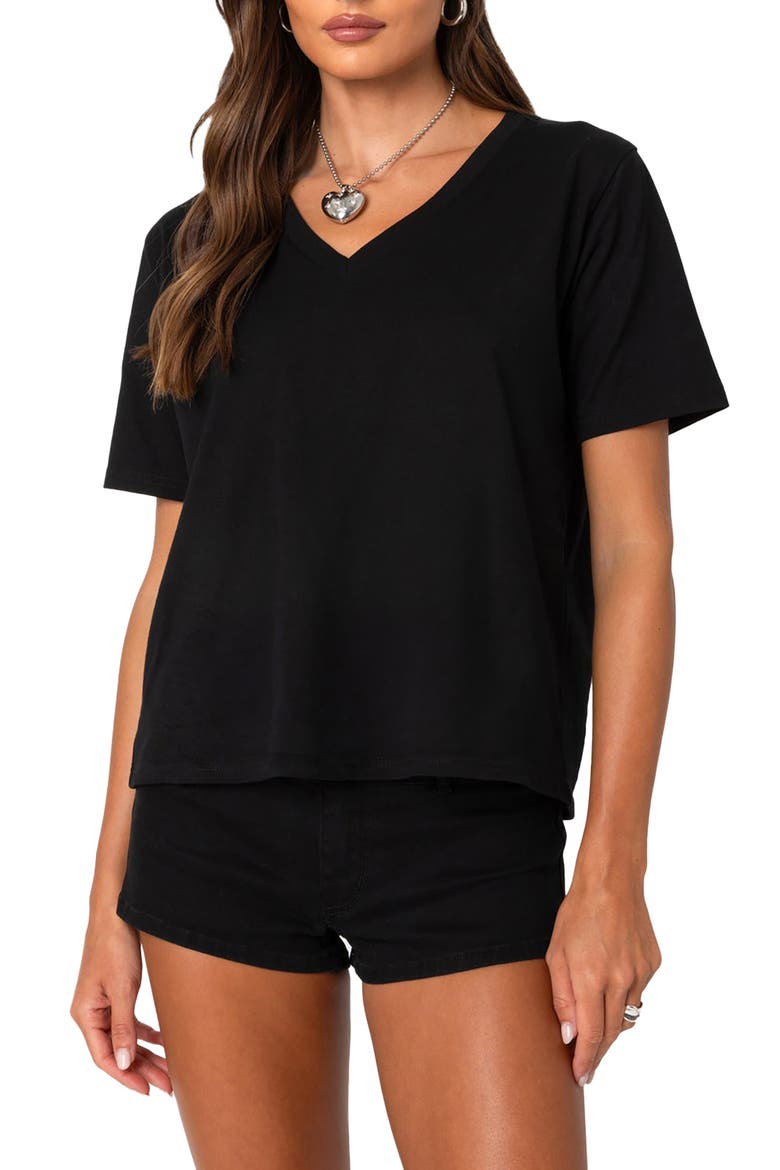 Loose Fit Stretch T-Shirt, Main, color, BLACK