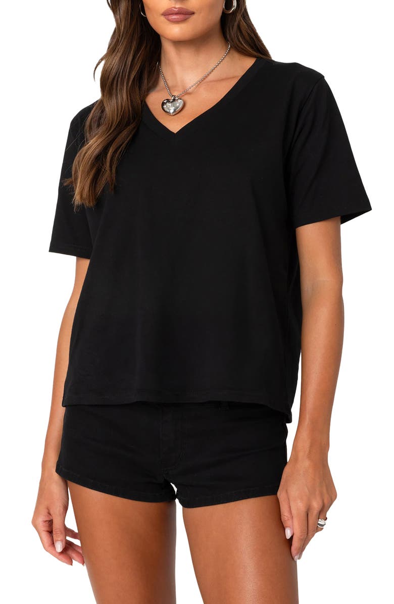 EDIKTED Loose Fit Stretch T-Shirt, Main, color, Black