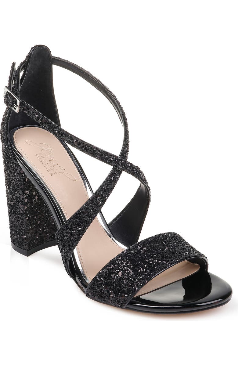 Jewel Badgley Mischka Cook Block Heel Glitter Sandal, Main, color,