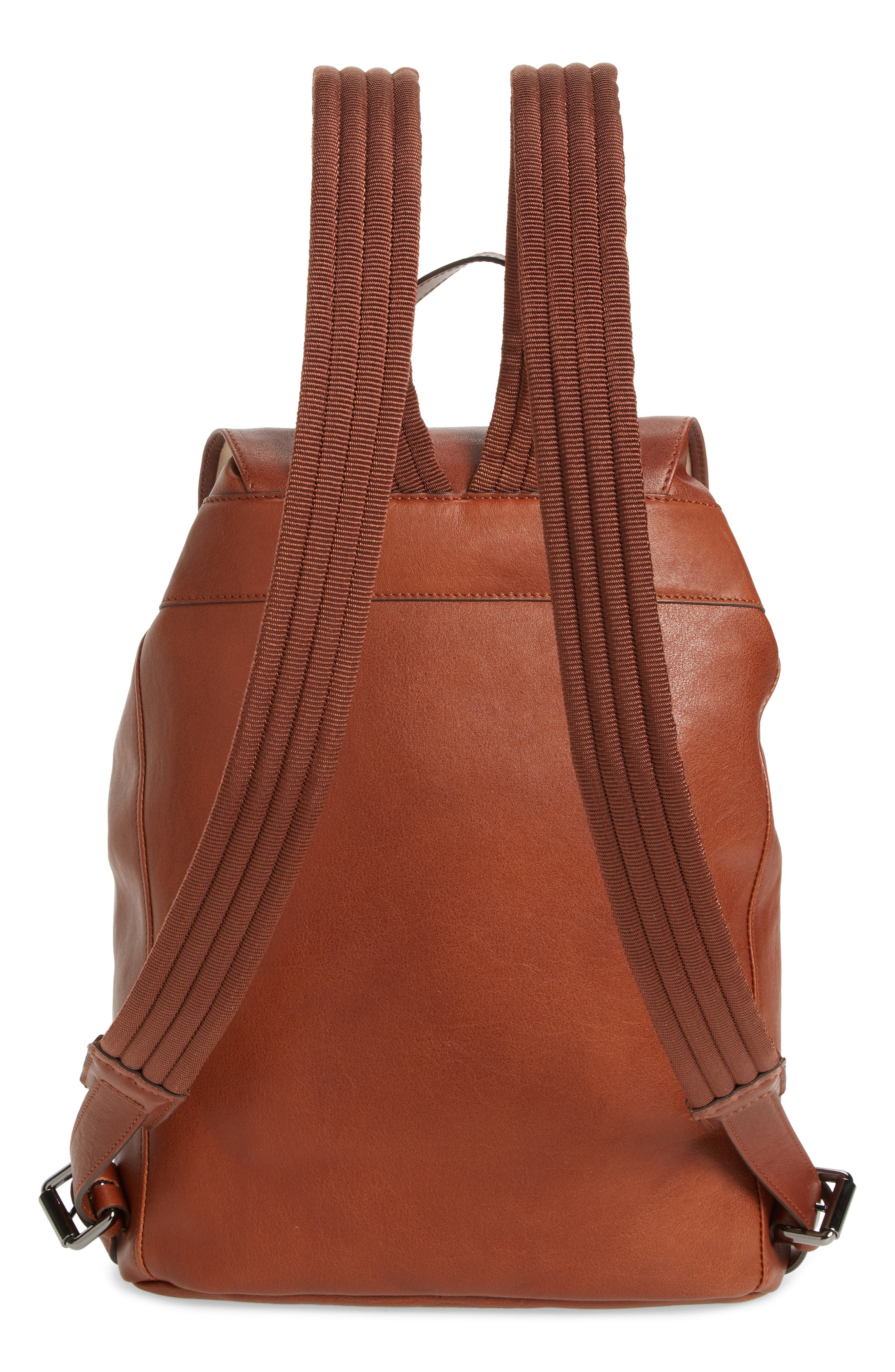 Longchamp Medium 3D Leather Backpack, Alternate, color, Cognac