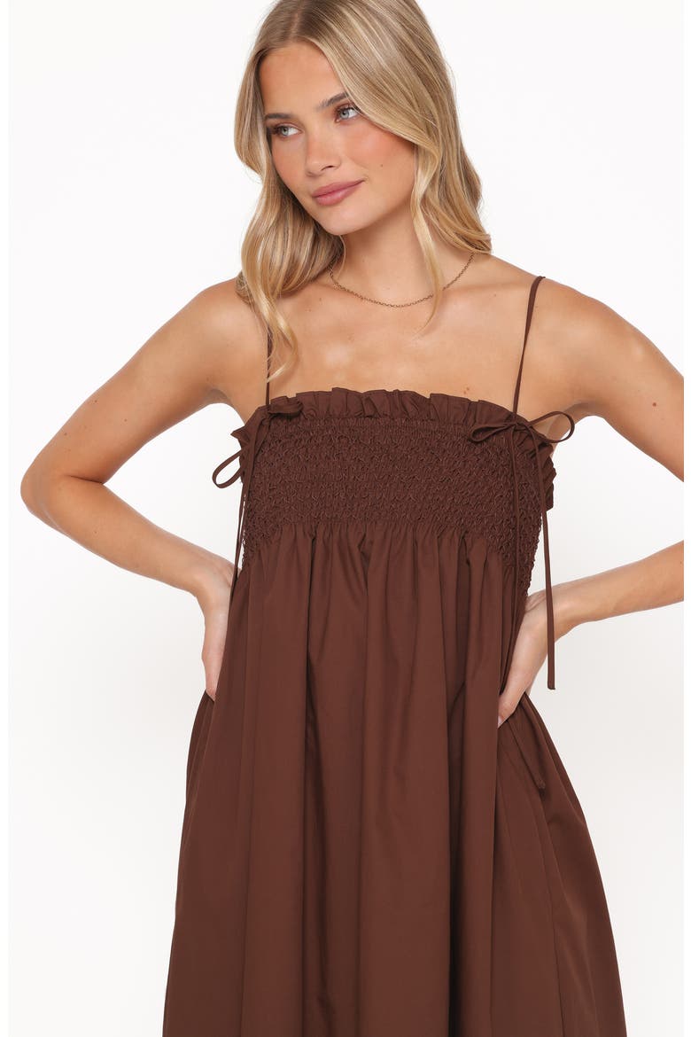 Josie Smocked Maxi Dress, Alternate, color, BROWN
