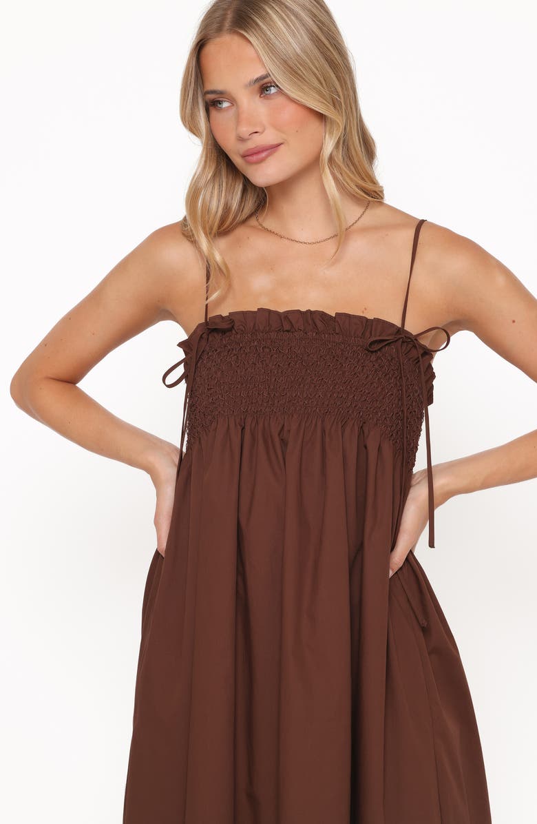 Petal & Pup Josie Smocked Maxi Dress, Alternate, color, Brown