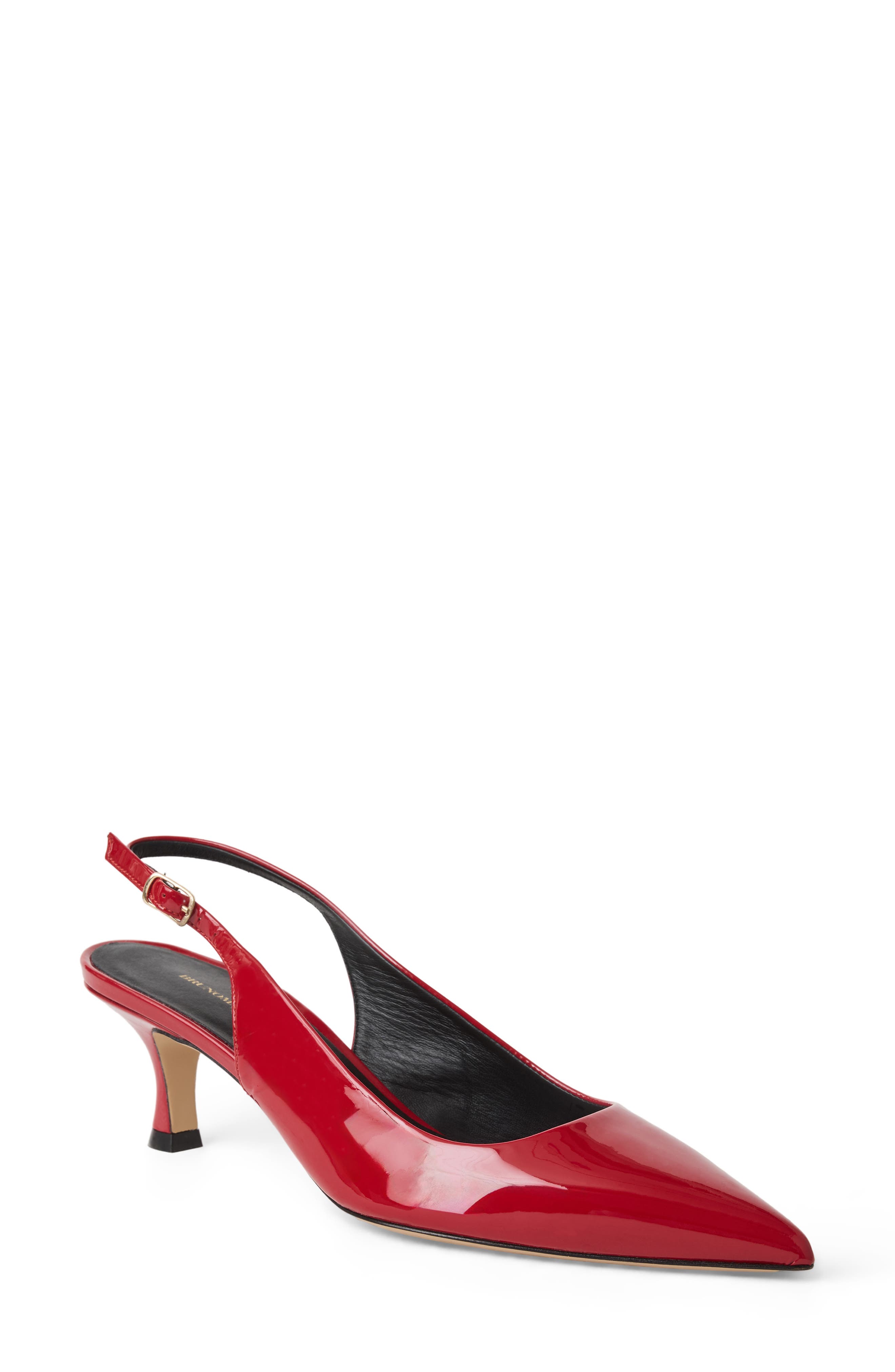 Bruno Magli Palerma Slingback Pointed Toe Kitten Heel Pump, Main, color, Berry Patent