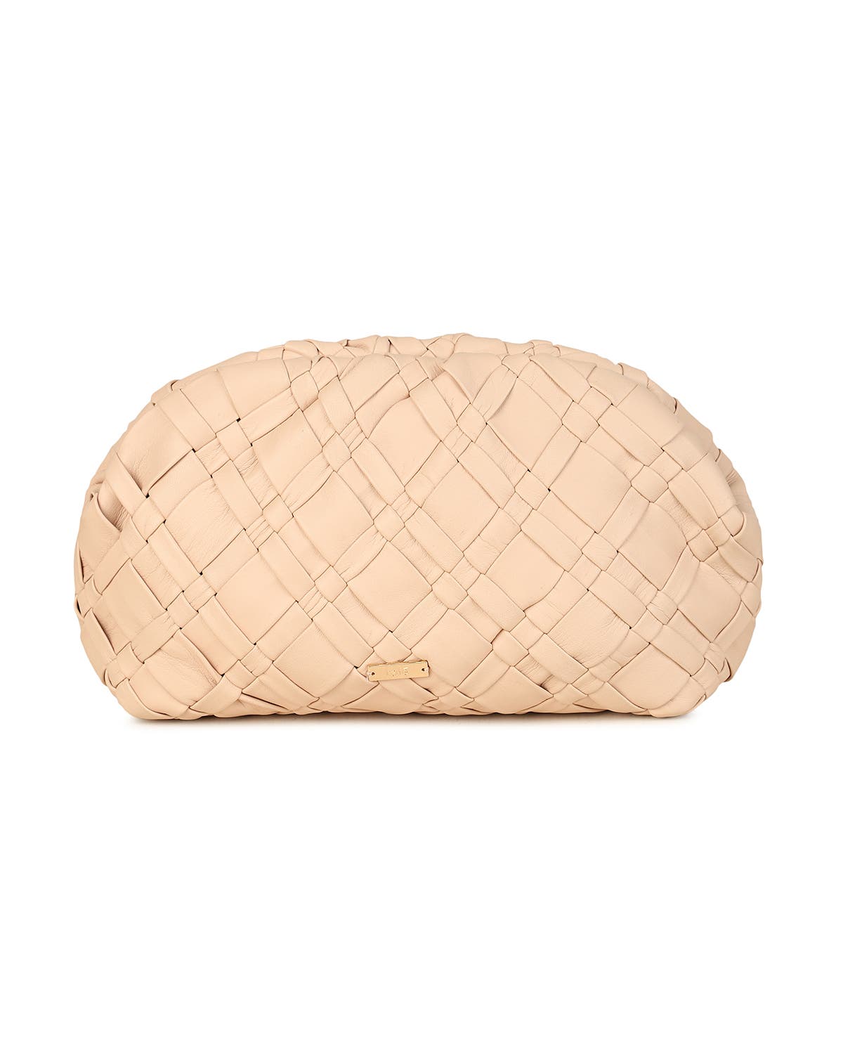 Aya Woven Leather Frame Clutch, Alternate, color, BUFF