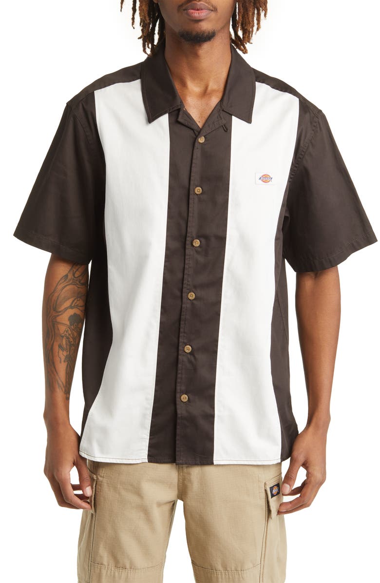 Dickies Westover Stripe Short Sleeve Button-Up Camp Shirt, Main, color,