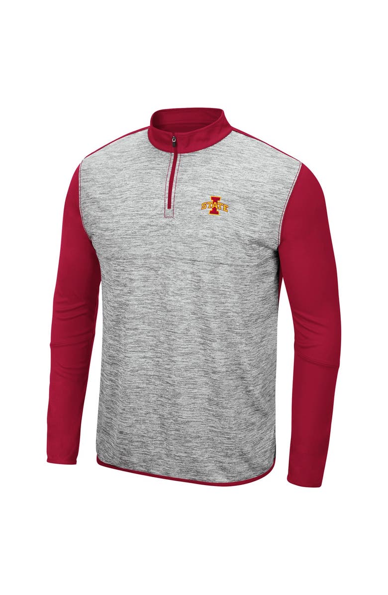 COLOSSEUM Men's Colosseum Heathered Gray/Cardinal Iowa State Cyclones Prospect Quarter-Zip Jacket, Alternate, color, Heather Gray