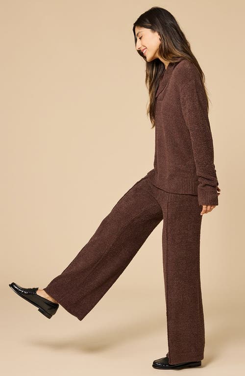 Softies Ultra-marshmallow Shawl Collar With Pintuck Pant In Brown