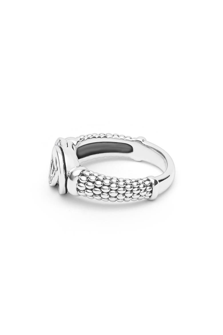 Signature Caviar Interlocking Diamond Ring, Alternate, color, SILVER