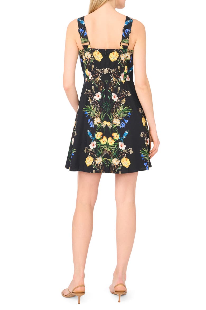 Floral Linen Blend Minidress, Alternate, color, RICH BLACK
