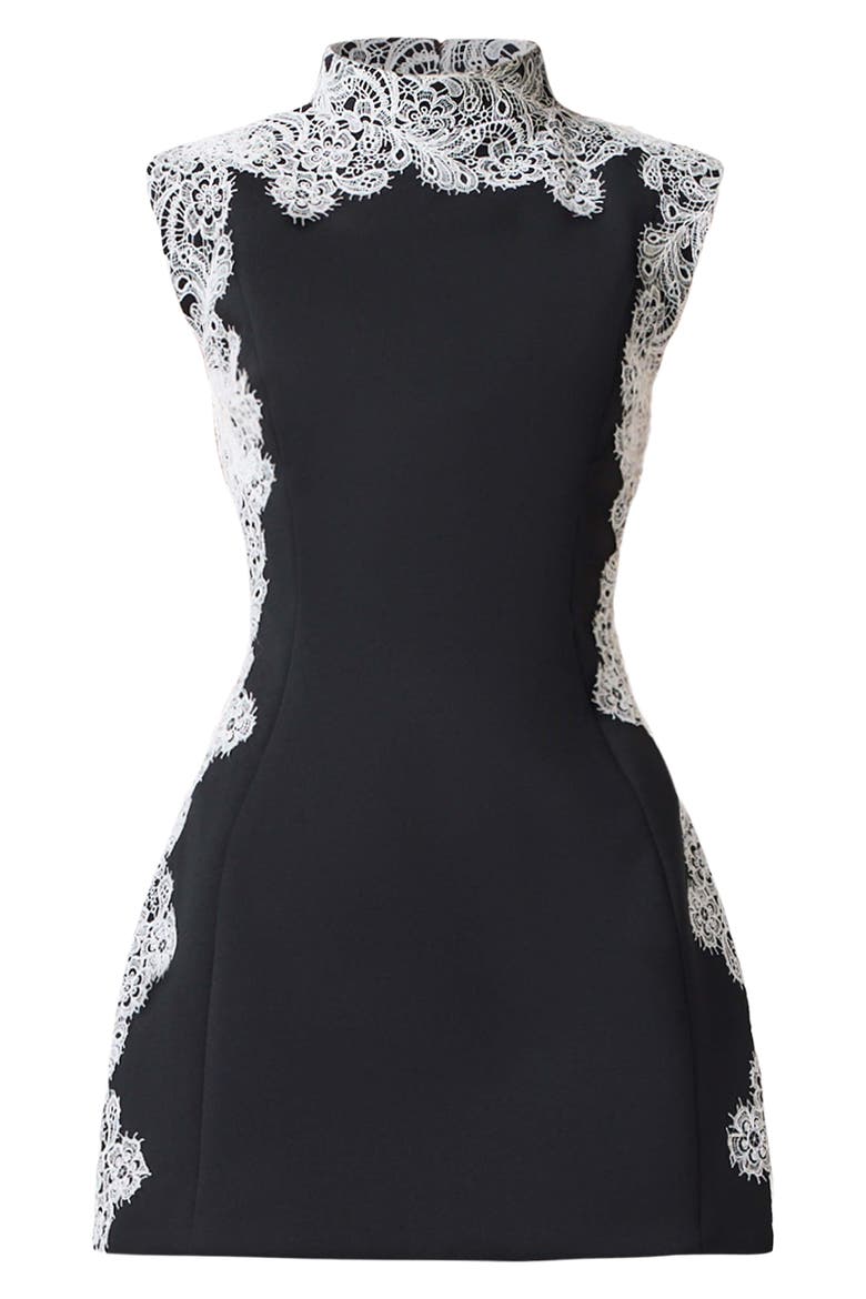 Elysisa Lace Mini Tulip Dress, Alternate, color, BLACK