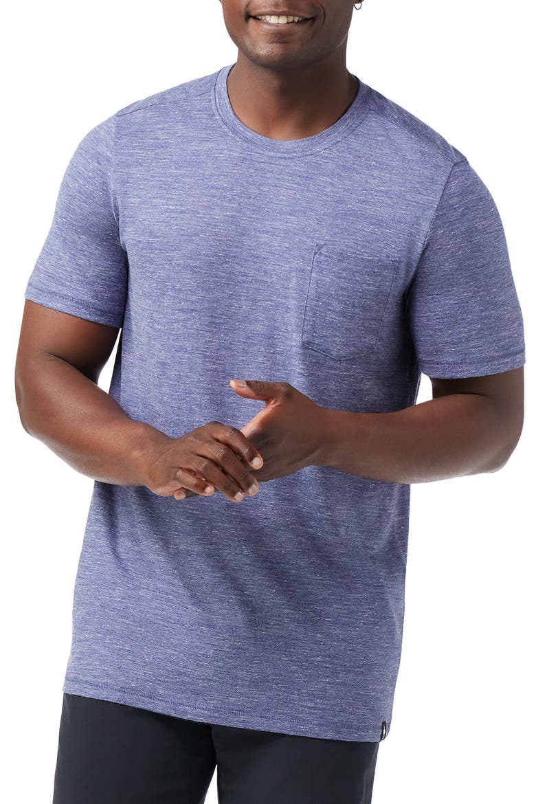 Merino Wool Blend Pocket T-Shirt, Main, color, NIGHTFALL BLUE HEATHER