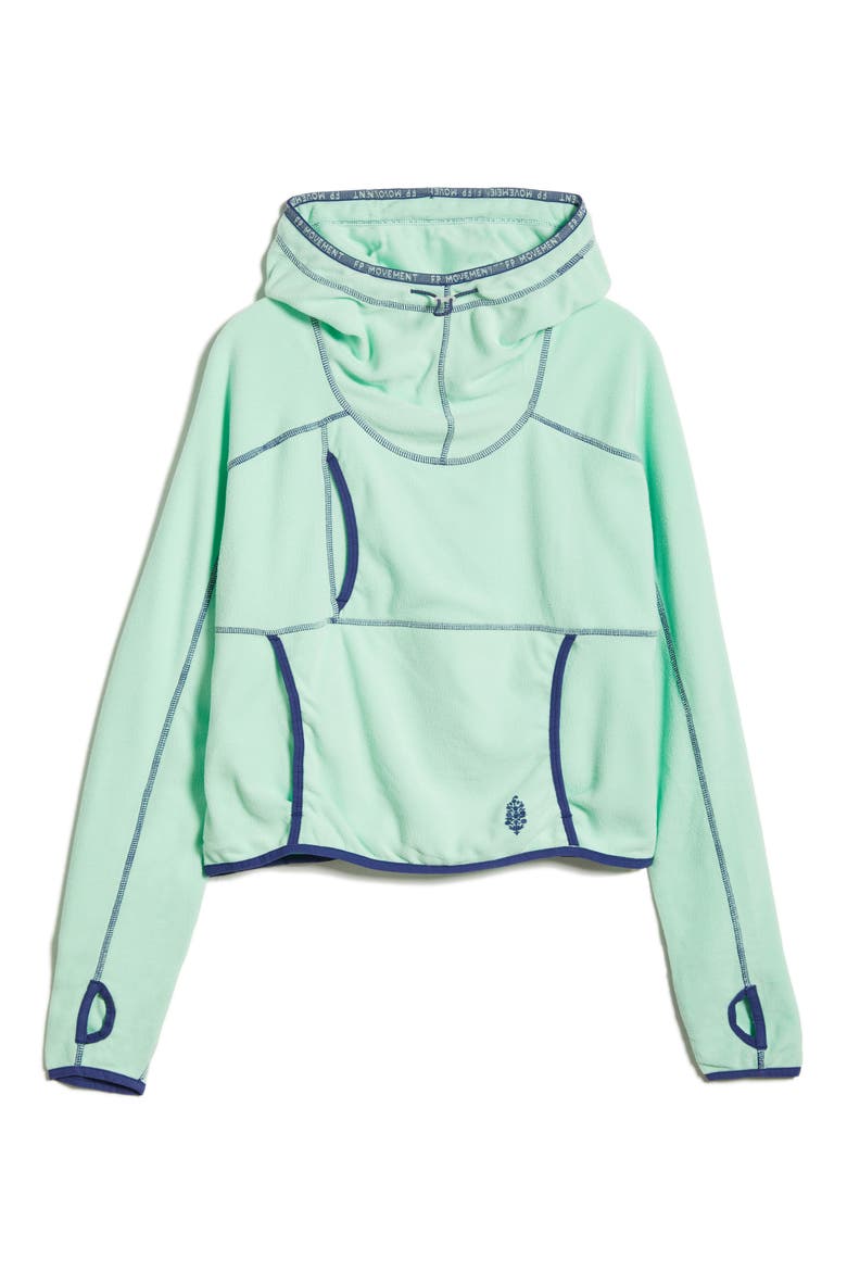 FP Movement Care on the Run Fleece Funnel Neck Hoodie, Alternate, color, BRIGHT JADE