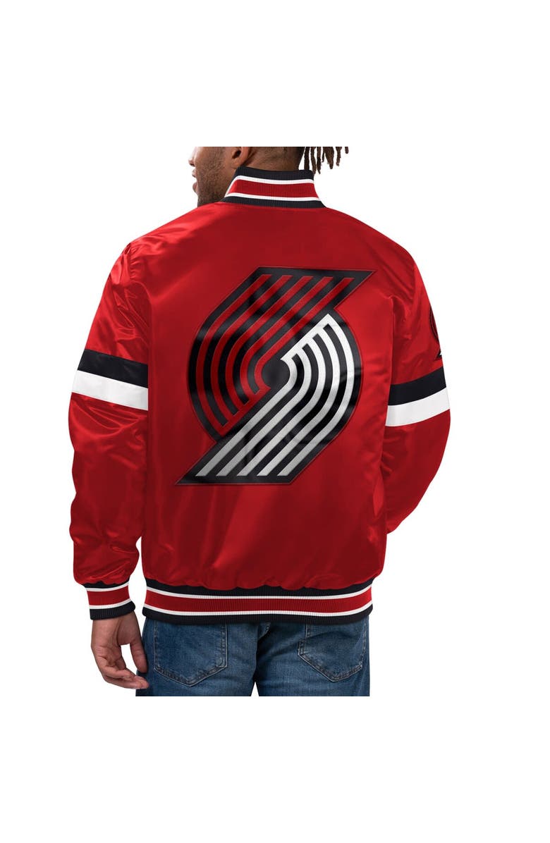 STARTER Men's Starter Red Portland Trail Blazers Home Game Satin Full-Snap Varsity Jacket, Alternate, color, Red