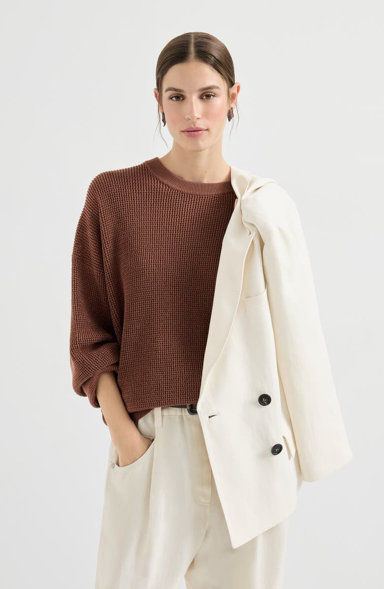 Brunello Cucinelli Sparkling net sweater, Alternate, color, Red