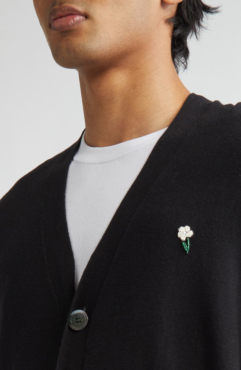 Undercover Beaded Floral Patchwork Cotton & Cashmere V-Neck Cardigan, Alternate, color, 