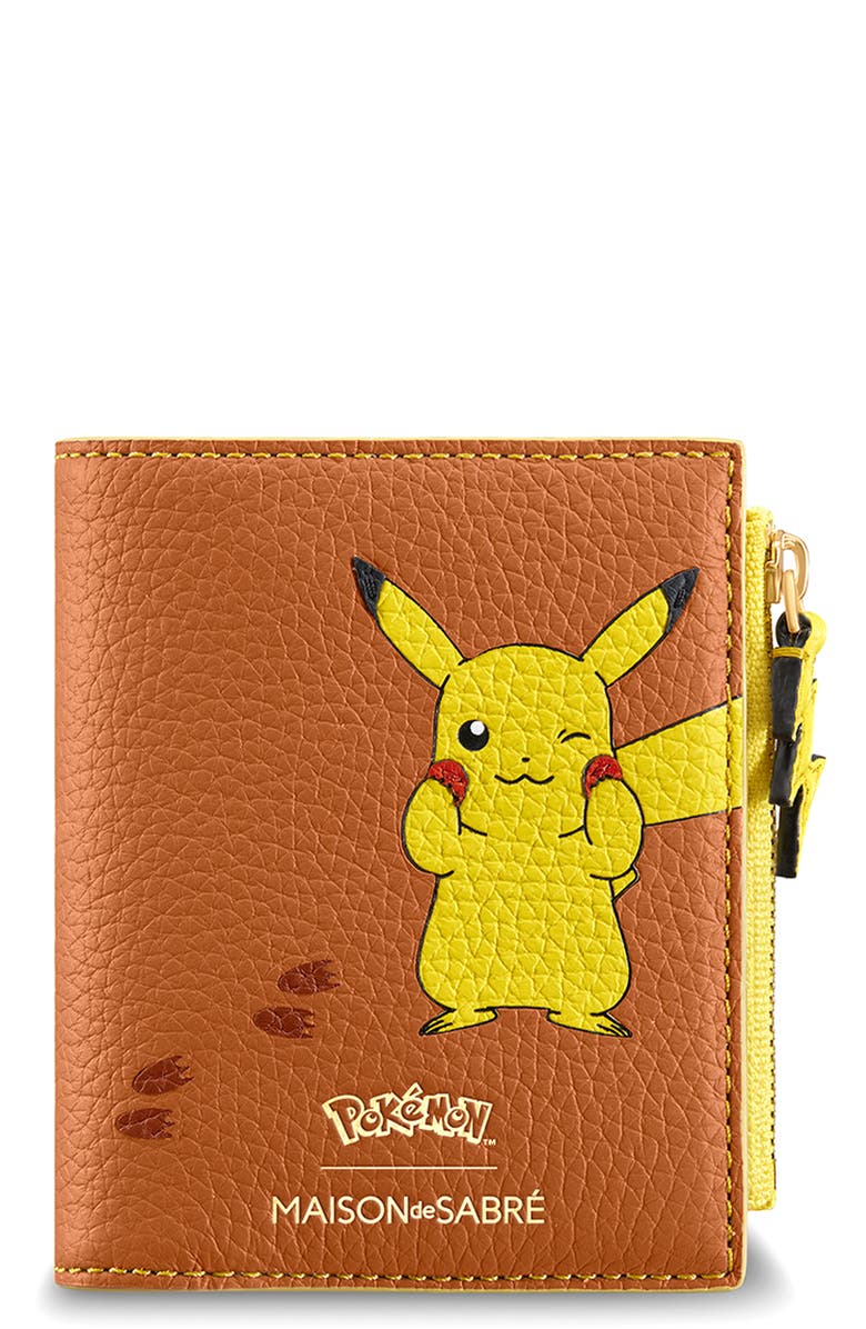 MAISON de SABRÉ Small Leather Bifold Wallet, Main, color, Pikachu