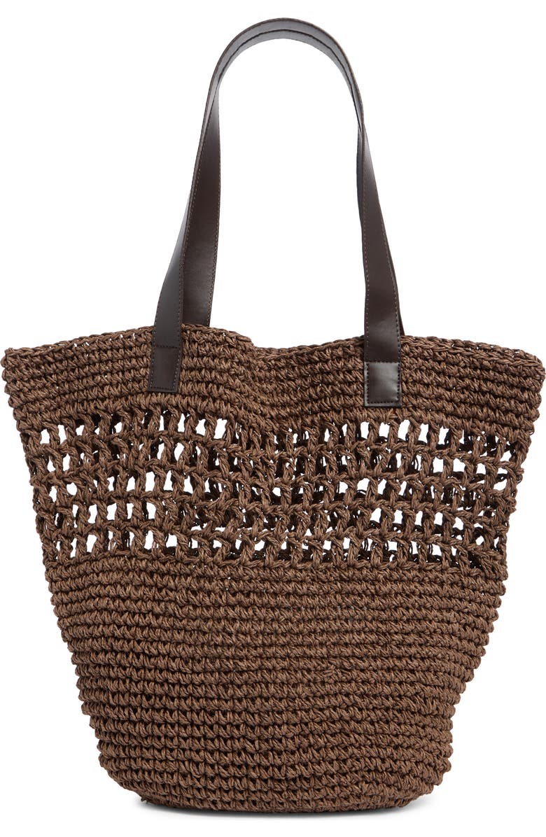 Collection XIIX Raffia Market Tote, Main, color, Chocolate