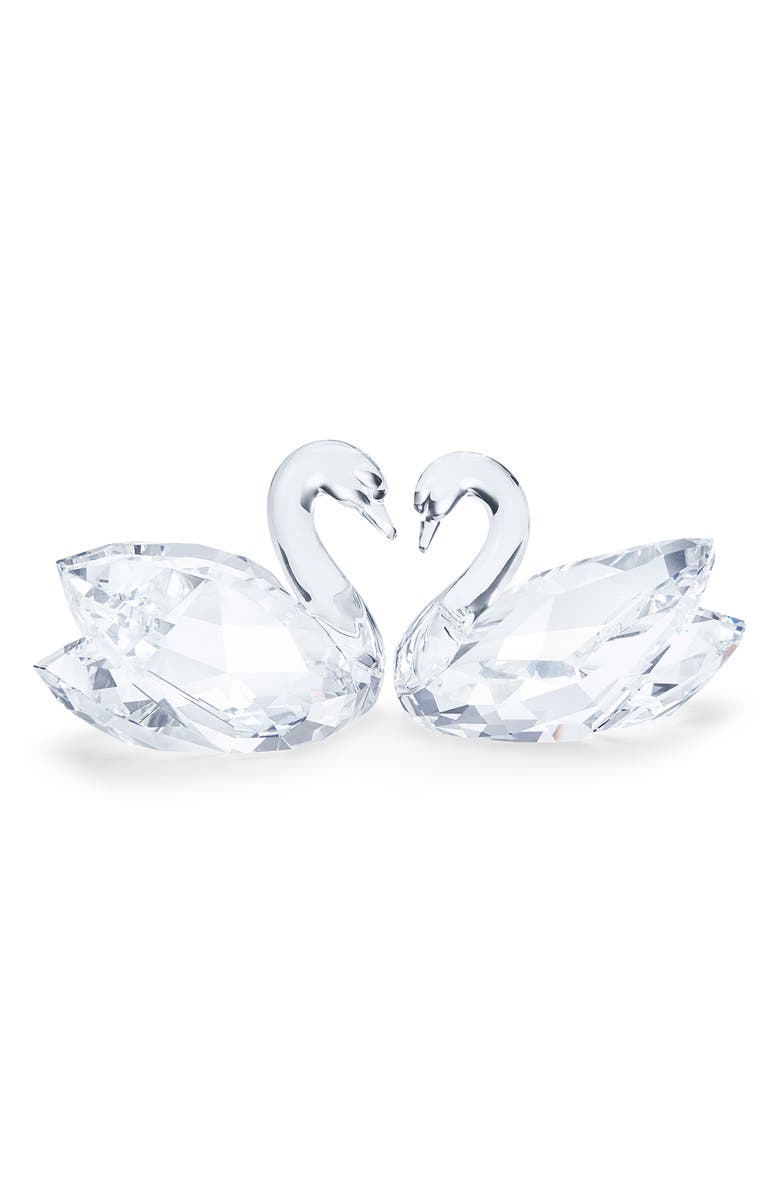 Swarovski Feathered Beautes Set of 2 Crystal Swan Figurines, Main, color, Crystal