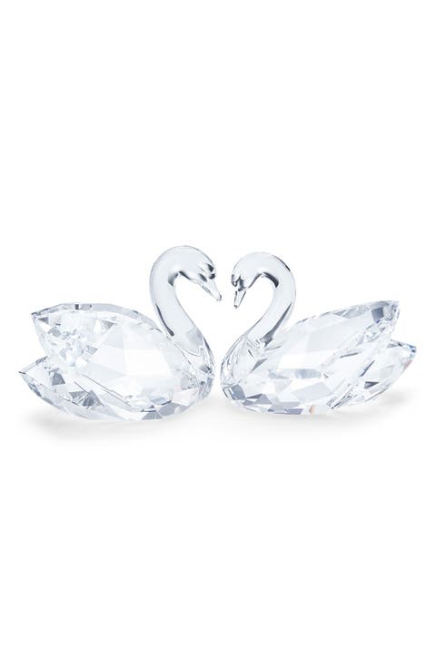 Feathered Beautes Set of 2 Crystal Swan Figurines