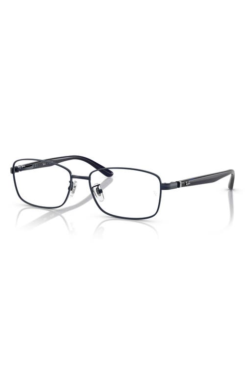Ray Ban Ray-ban 56mm Rectangular Pillow Optical Glasses In Matte Blue