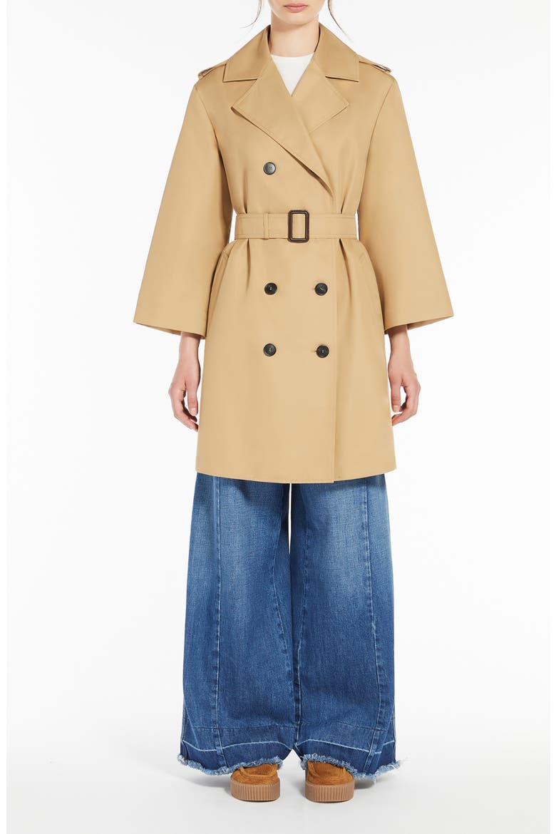 Elodia Belted Trench Raincoat, Main, color, BEIGE