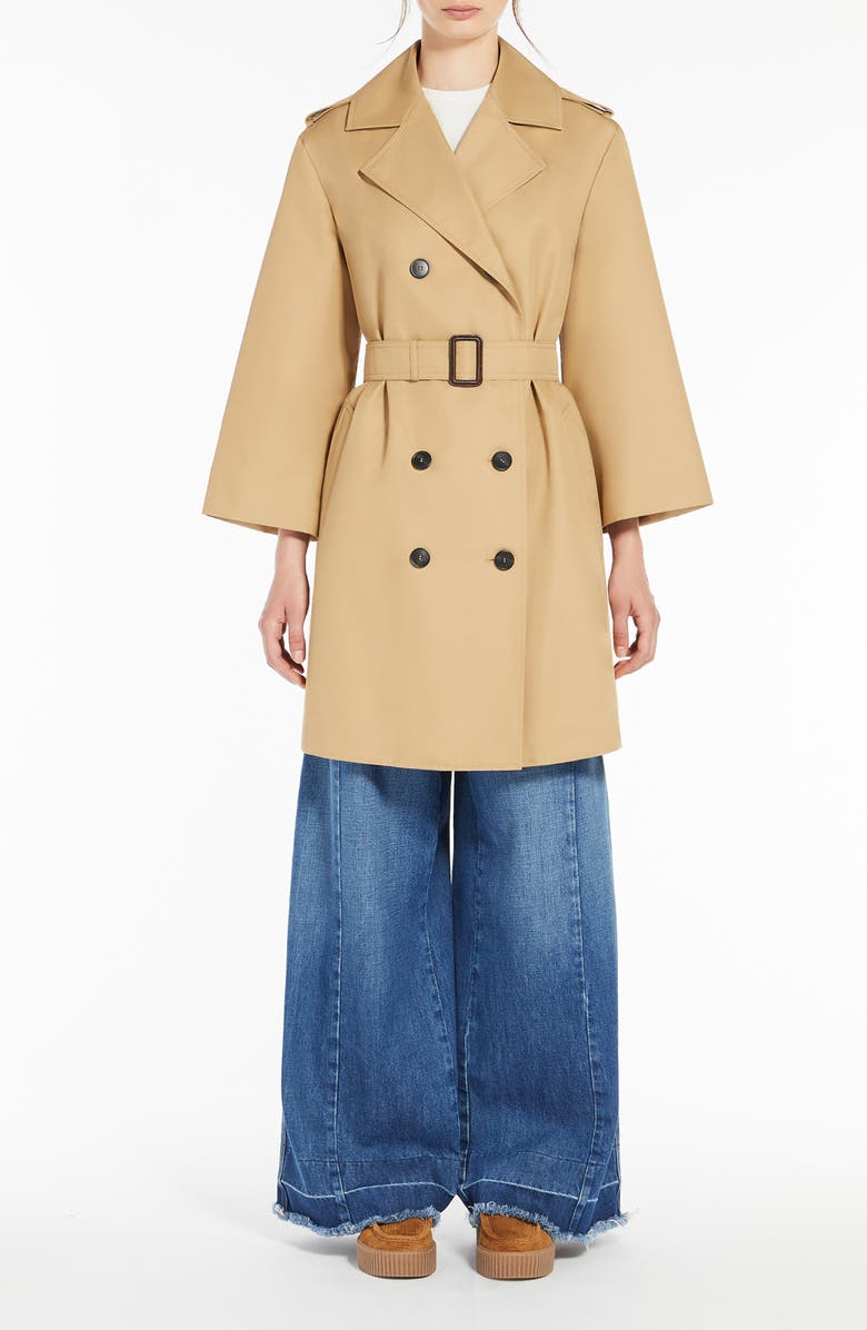 Weekend Max Mara Elodia Belted Trench Raincoat, Main, color, Beige