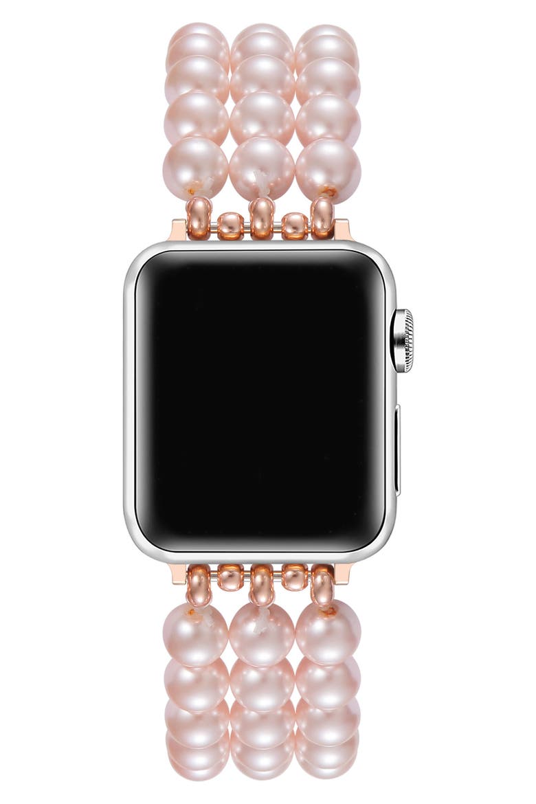Liz Imitation Pearl Apple Watch® Bracelet Watchband, Alternate, color, ROSE GOLD