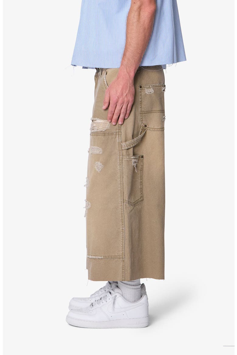 Distressed Extra Long Denim Carpenter Shorts, Alternate, color, OLIVE