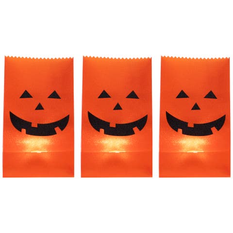 Lighted Jack-O-Lantern Halloween Outdoor Luminary Pathway Markers - 9.5" - Set of 3