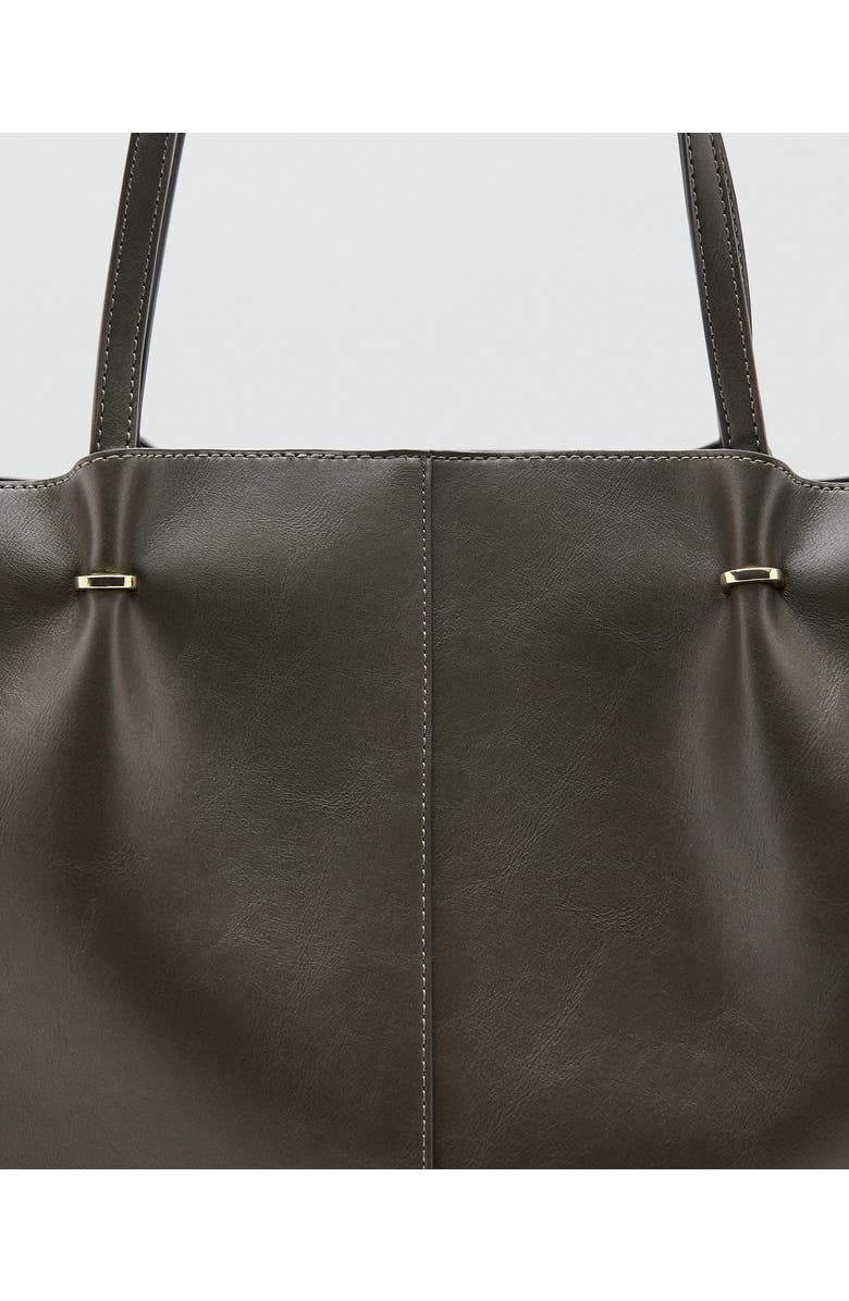 MANGO Faux Leather Shopper Bag, Alternate, color, Khaki Green