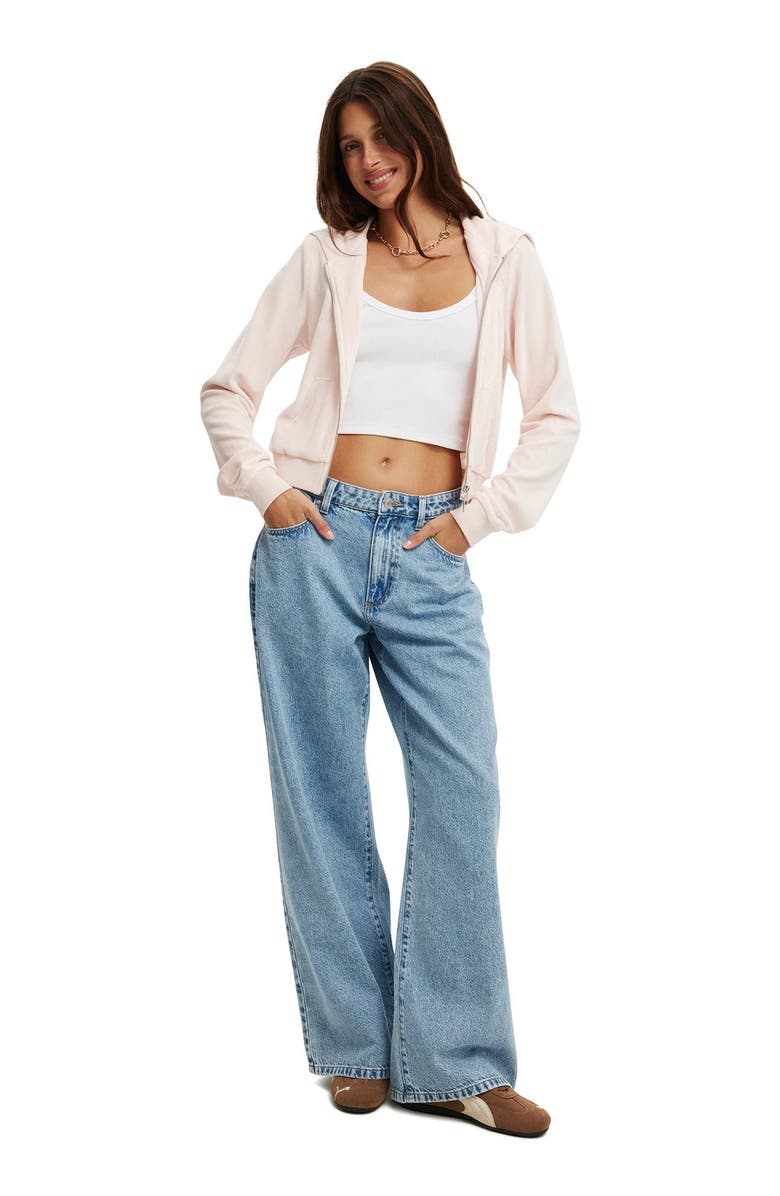 Cotton On Women's Velour Fitted Zip Through Hoodie, Alternate, color,