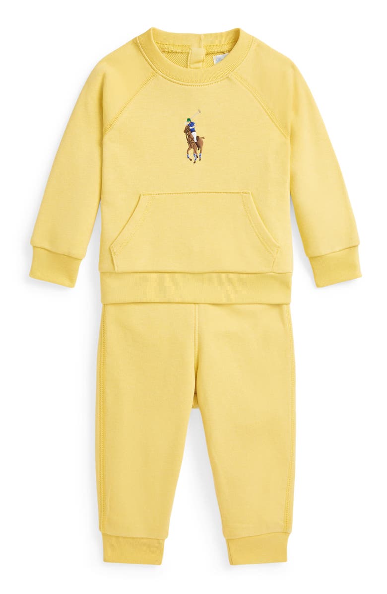 Ralph Lauren Embroidered French Terry Sweatshirt & Joggers Set, Main, color, 