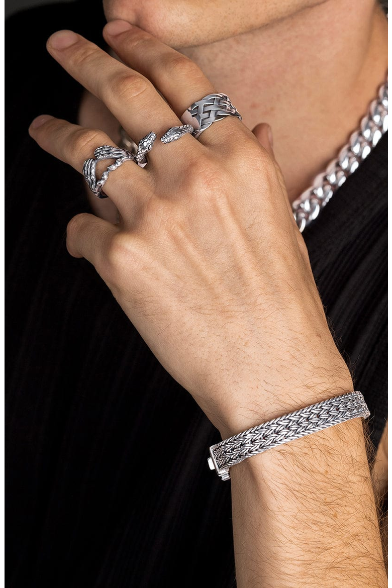 Woven Chain Ring, Alternate, color, Silver