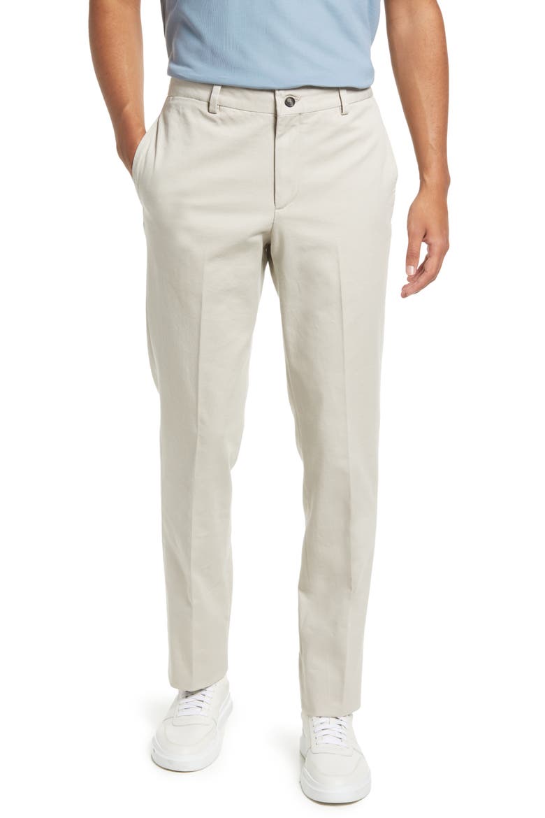Charleston Khaki Fine Line Stretch Twill Pants, Main, color, STONE