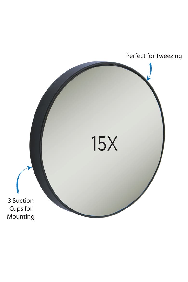 Compact Mirror with 15X Magnification & Suction Cup, Alternate, color, Black