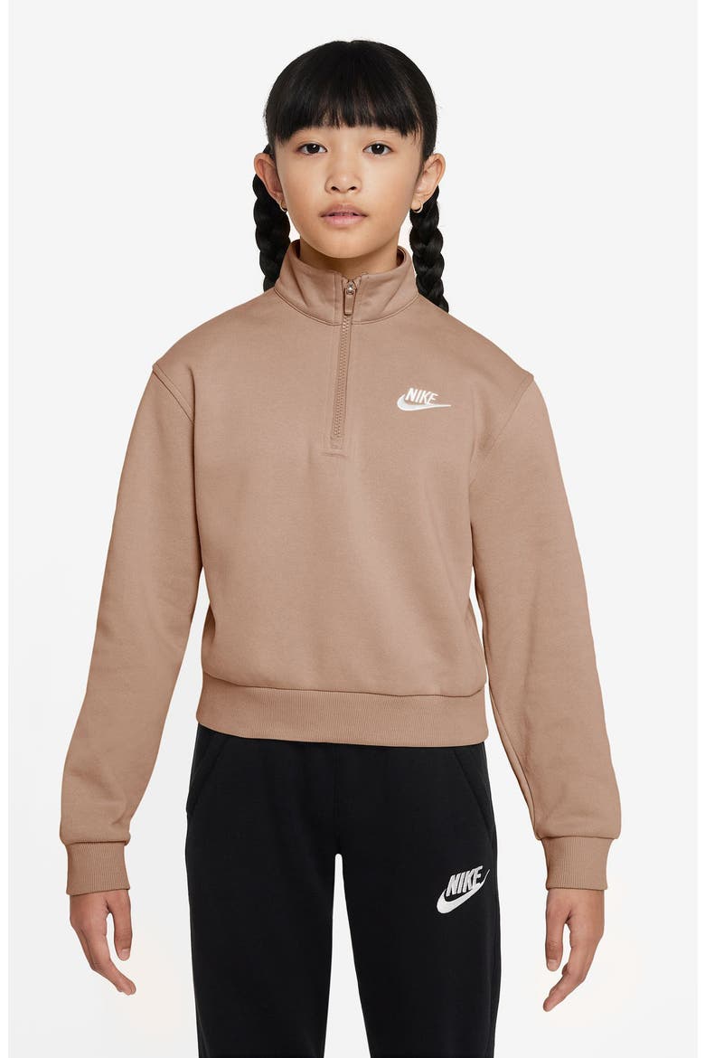 Kids' Sportswear Club Fleece Quarter Zip Pullover, Main, color, 200 HEMP/WHITE