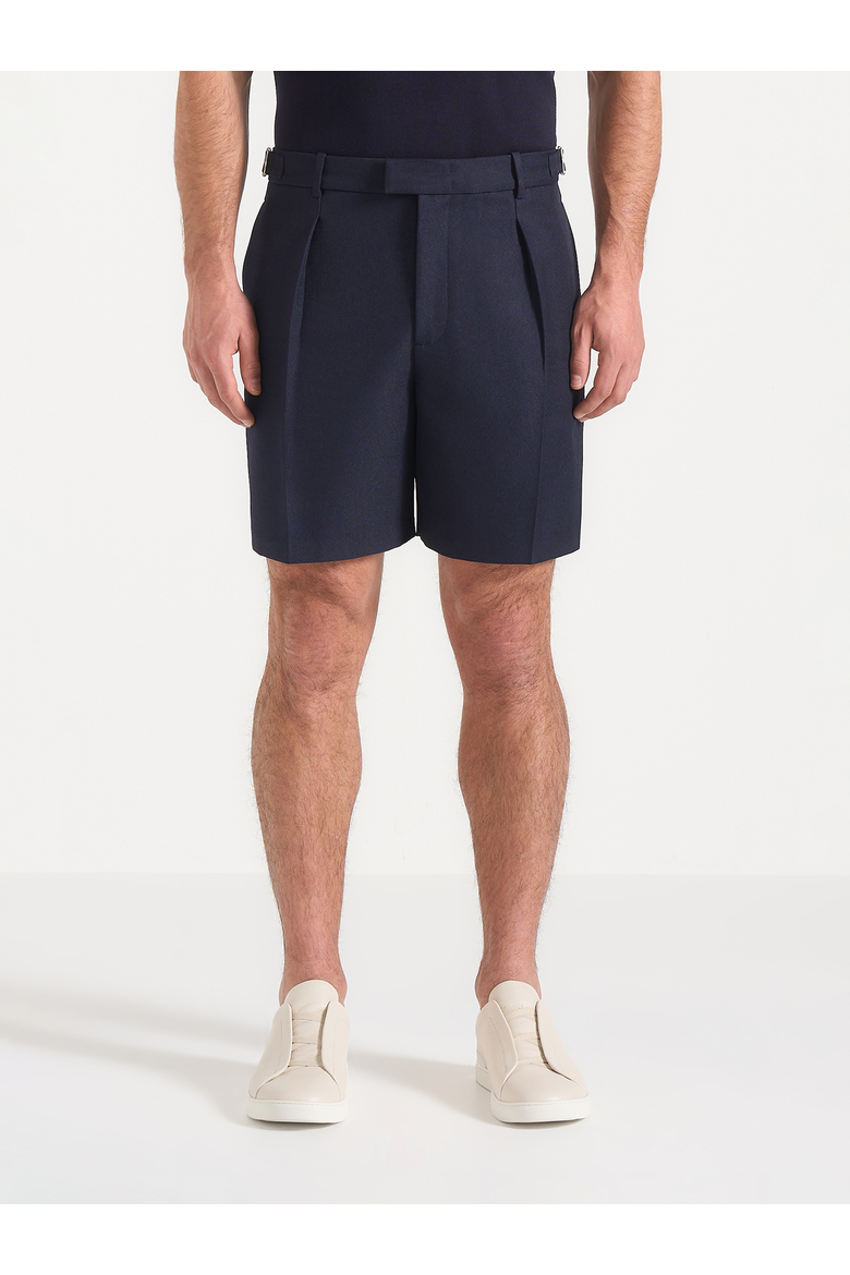 Marin Tailored Pleated Shorts, Main, color, Navy