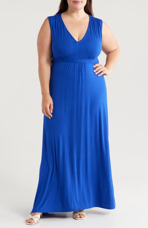 Sleeveless Jersey Maxi Dress (Plus)