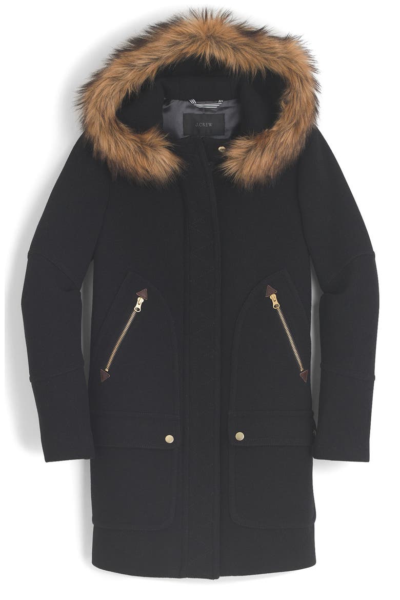 Chateau Stadium Cloth Parka with Faux Fur Trim, Alternate, color, BLACK