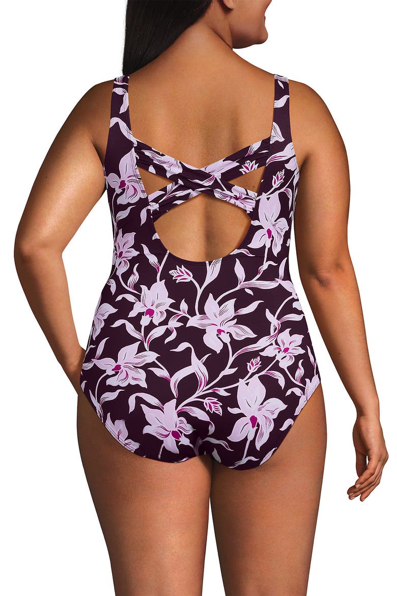 New SlenderSuit Carmela Underwire One Piece Swimsuit, Alternate, color, Dark Wine/Tropics Floral