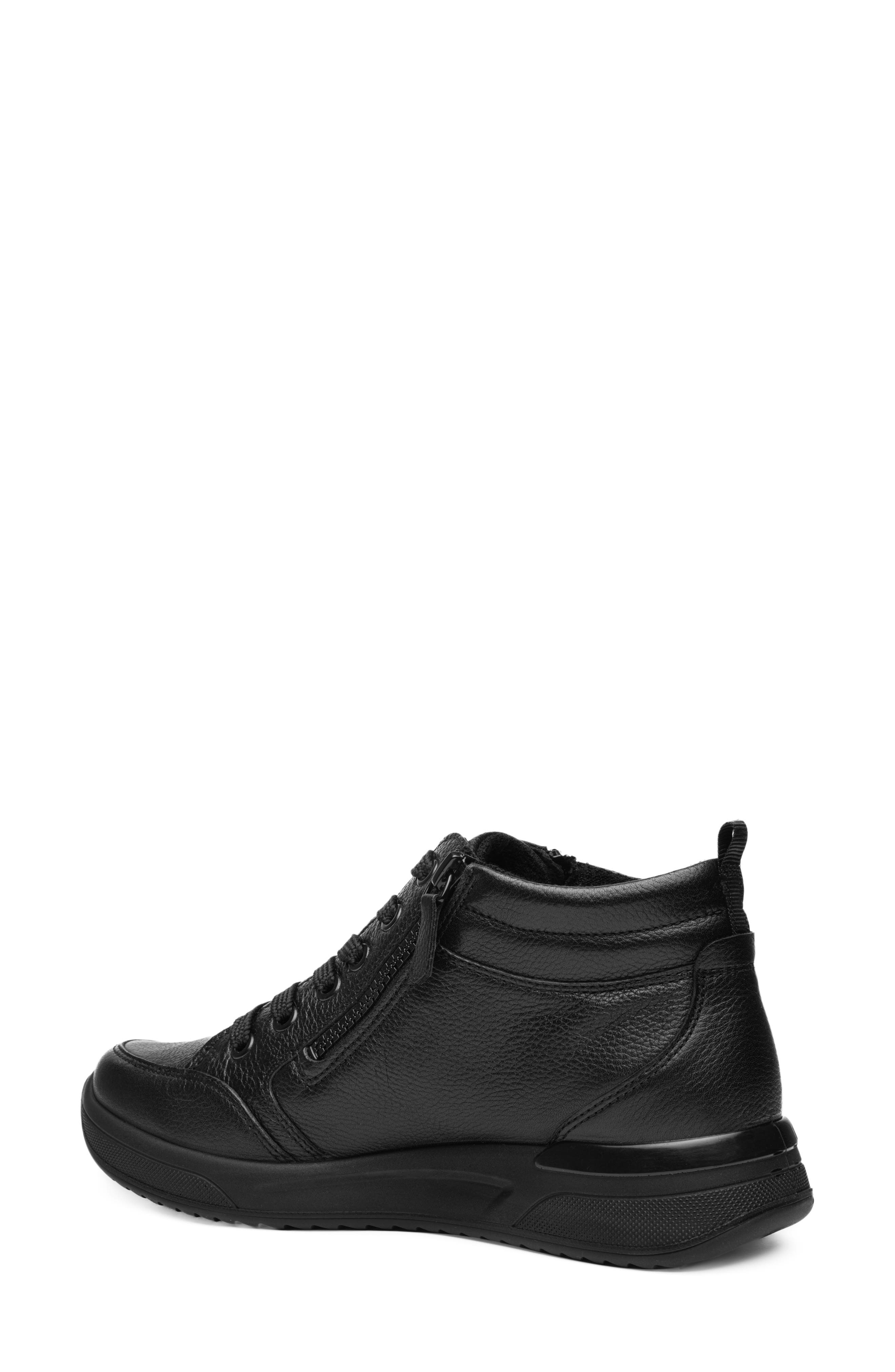 Val Leather Sneaker, Alternate, color, BLACK